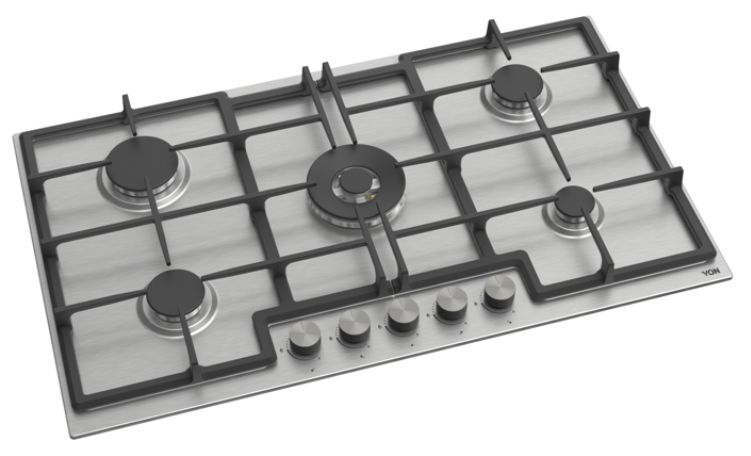 Von VBBG9051WFX 5 Gas Hob - 90cm, Stainless Steel