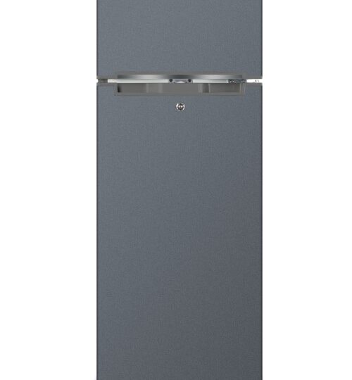 MIKA Fridge, 168L, 2 Door Top Mount Freezer, Defrost, Dark Silver