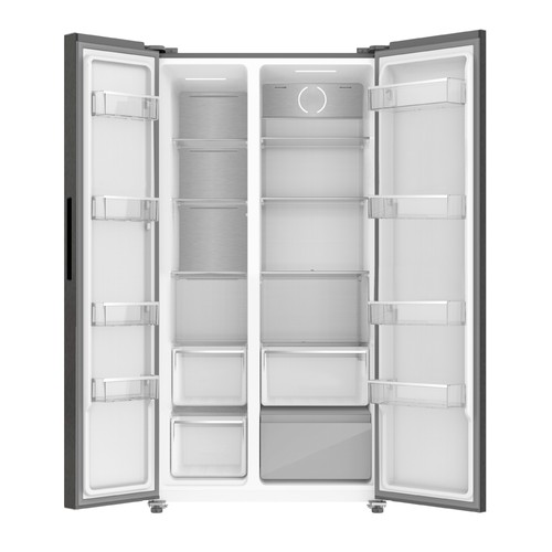 MIKA Fridge, 595L, 2 Door Side By Side, No Frost, INVERTER Compressor, Inox Line Brush