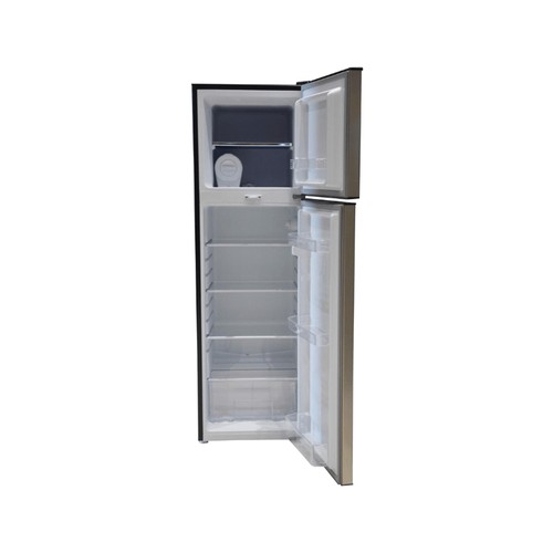 MIKA Fridge, 168L, 2 Door Top Mount Freezer, Defrost, Dark Silver